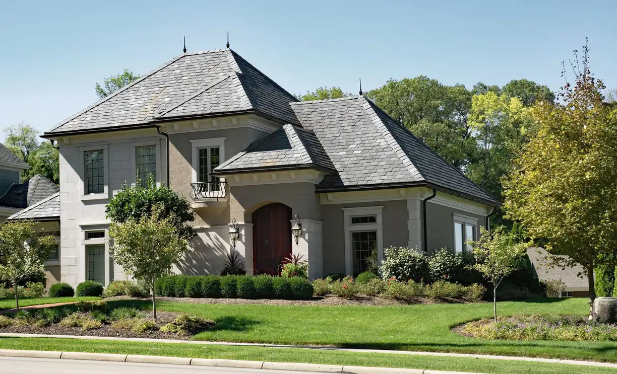 Slate roof on a large Ontario home installed by Cairns Roofing